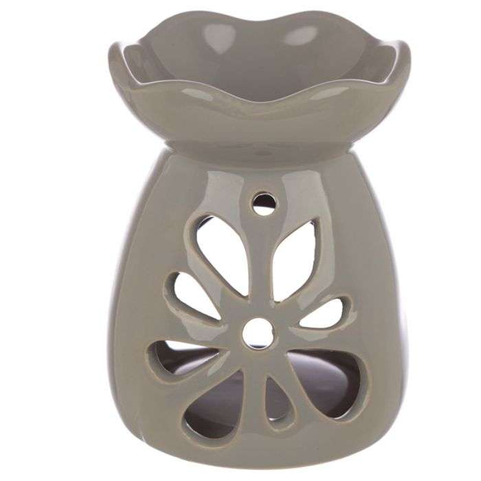 Eden Ceramic Grey and Pastel Tone Floral Oil and Wax Burner - MarshallsHealthShop