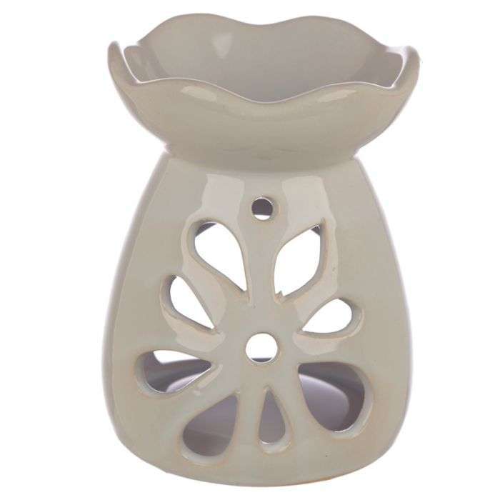 Eden Ceramic Grey and Pastel Tone Floral Oil and Wax Burner - MarshallsHealthShop