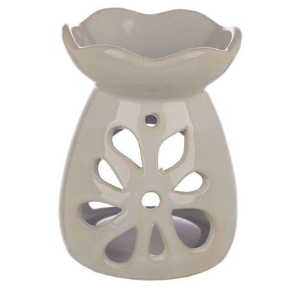 Eden Ceramic Grey and Pastel Tone Floral Oil and Wax Burner - MarshallsHealthShop