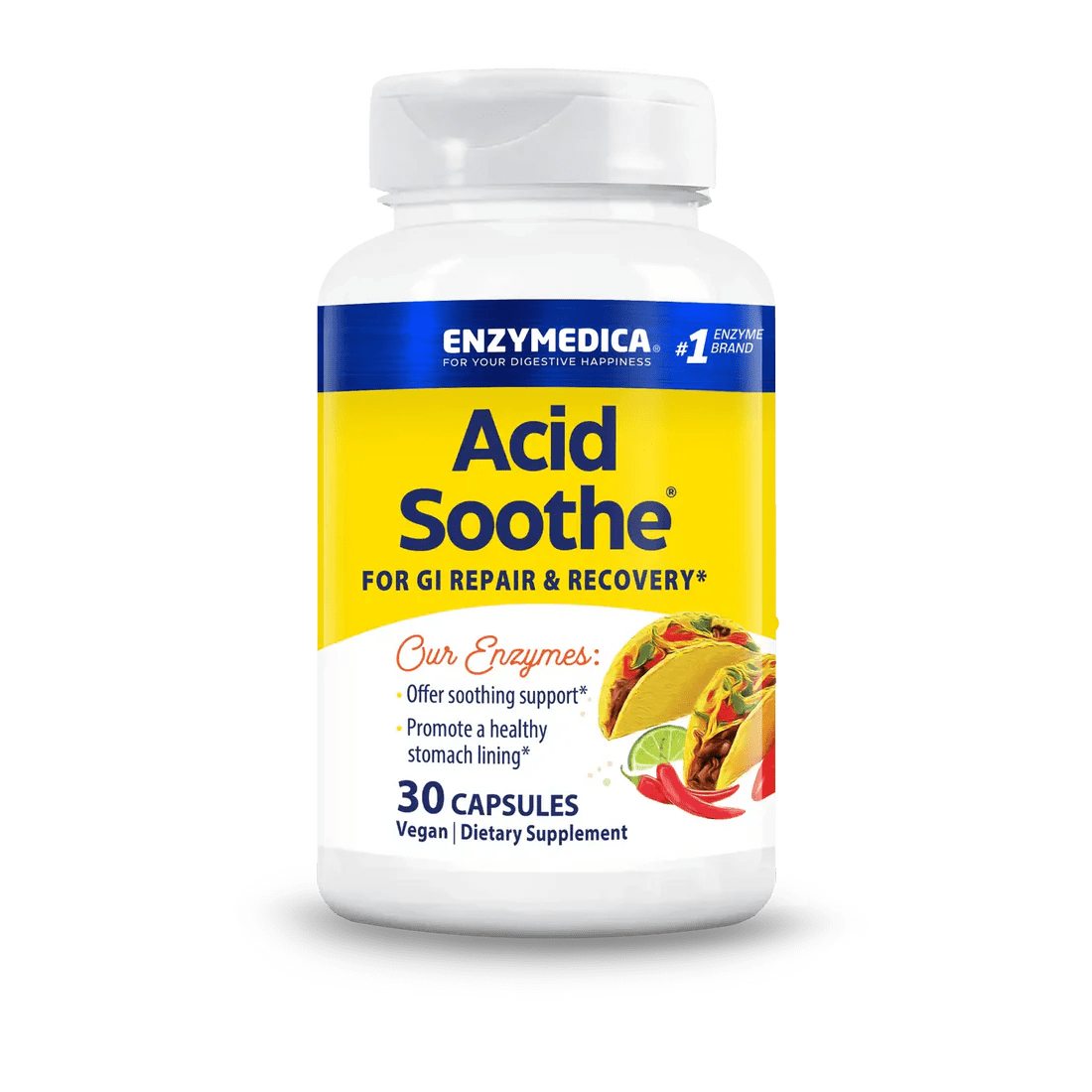 ENZYMEDICA Acid Soothe 30 Capsules - MarshallsHealthShop