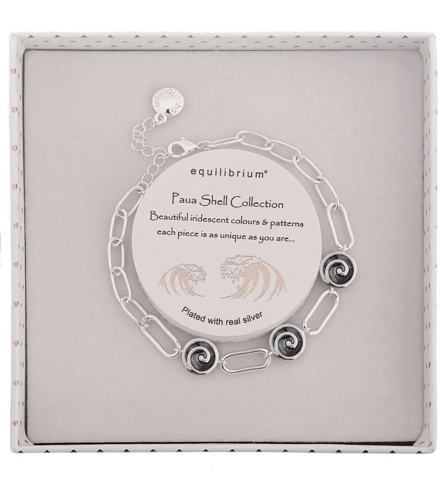 Equilibrium Bracelet Paua Shell 3 Swirls - MarshallsHealthShop