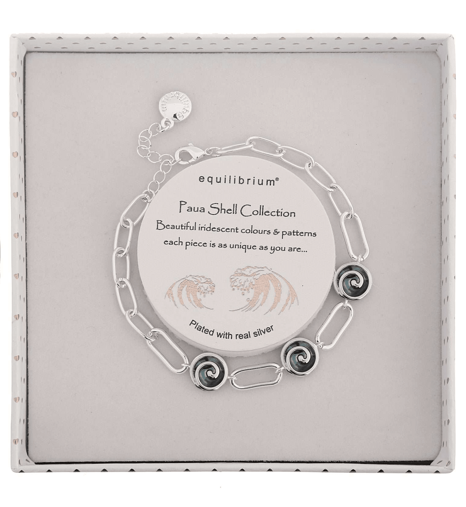 Equilibrium Bracelet Paua Shell 3 Swirls - MarshallsHealthShop