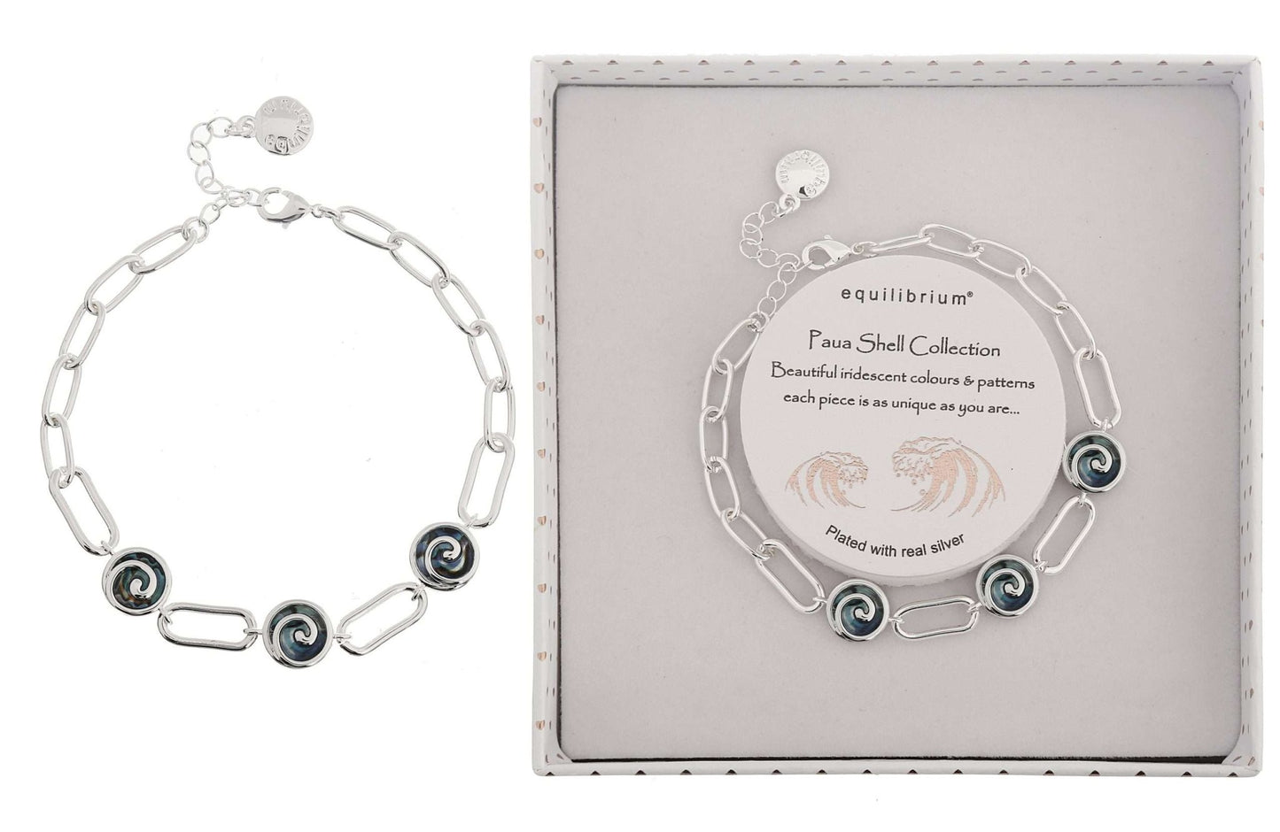 Equilibrium Bracelet Paua Shell 3 Swirls - MarshallsHealthShop