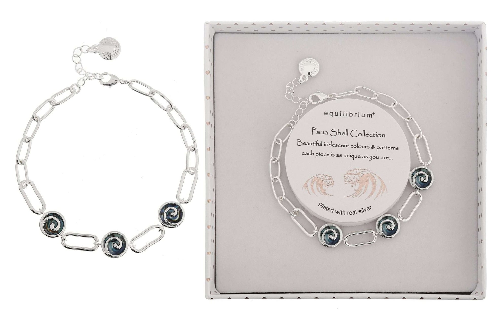 Equilibrium Bracelet Paua Shell 3 Swirls - MarshallsHealthShop