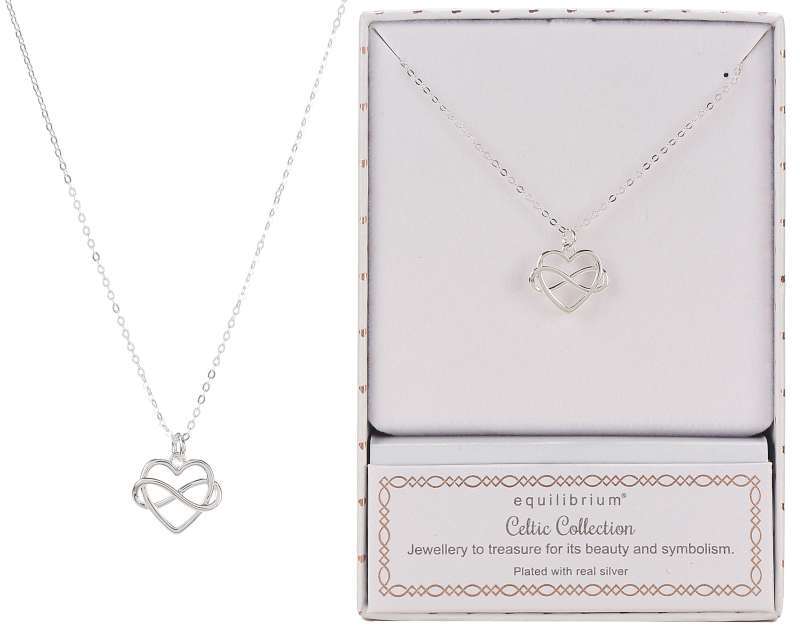 Equilibrium Celtic Infinity Heart Silver Plated Necklace - MarshallsHealthShop