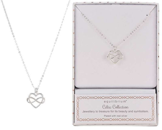 Equilibrium Celtic Infinity Heart Silver Plated Necklace - MarshallsHealthShop