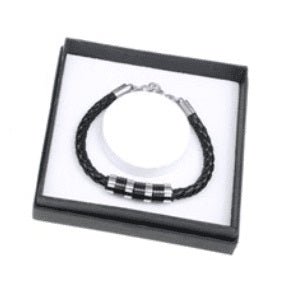 Equilibrium Men Plaited Striped Leather Bracelet - MarshallsHealthShop
