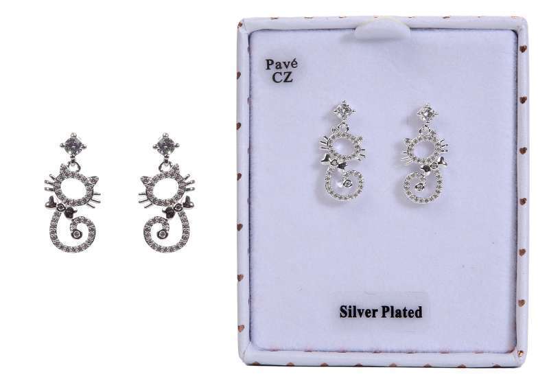 Equilibrium Modern Silver - Plated Cat Earring - MarshallsHealthShop