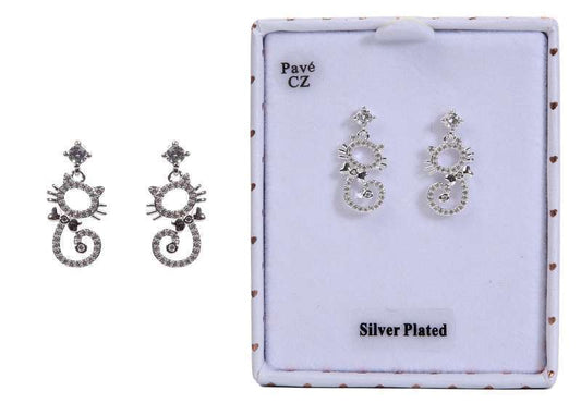 Equilibrium Modern Silver - Plated Cat Earring - MarshallsHealthShop