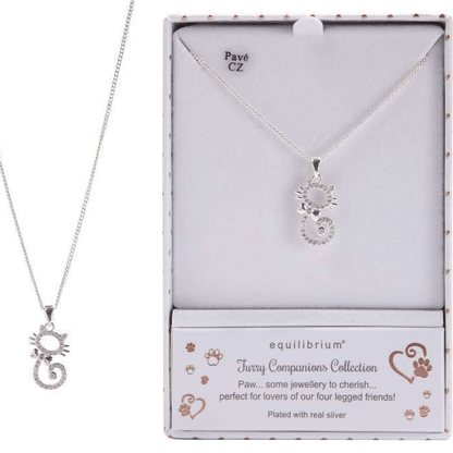 Equilibrium Modern Silver Plated Cat Necklace - MarshallsHealthShop
