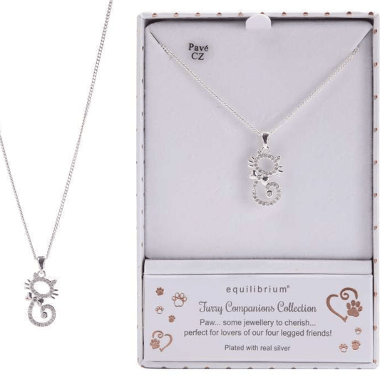 Equilibrium Modern Silver Plated Cat Necklace - MarshallsHealthShop