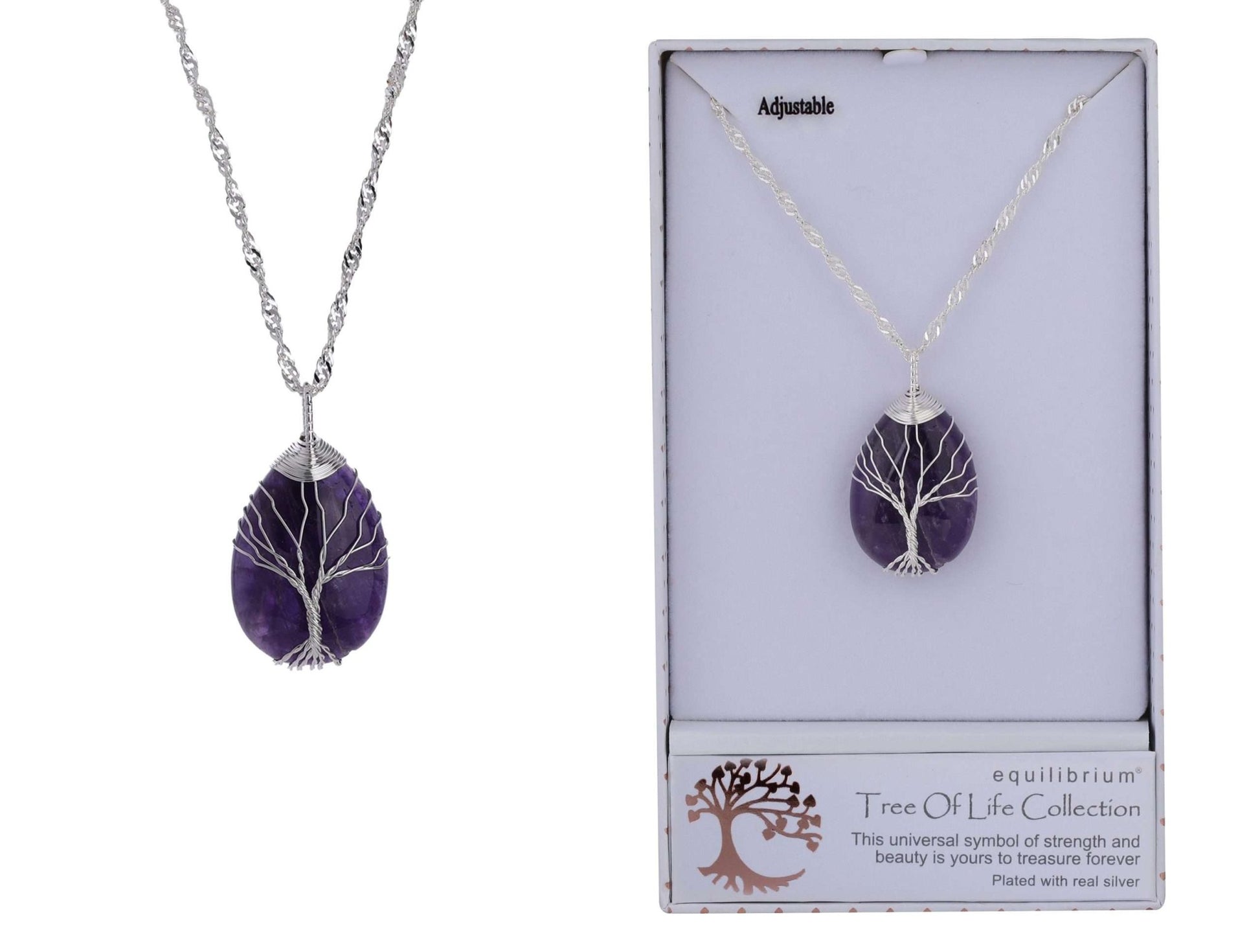 Equilibrium Necklace Tree Of Life Teardrop Amethyst - MarshallsHealthShop