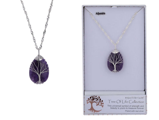 Equilibrium Necklace Tree Of Life Teardrop Amethyst - MarshallsHealthShop