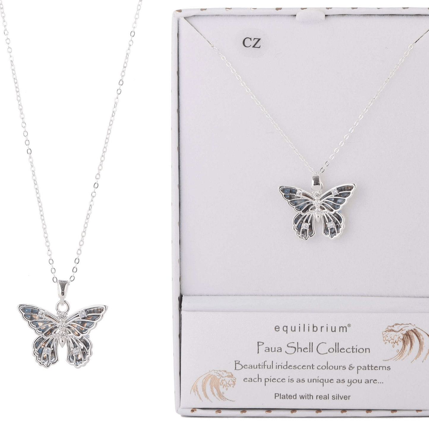 Equilibrium Paua Shell Butterfly Necklace - MarshallsHealthShop