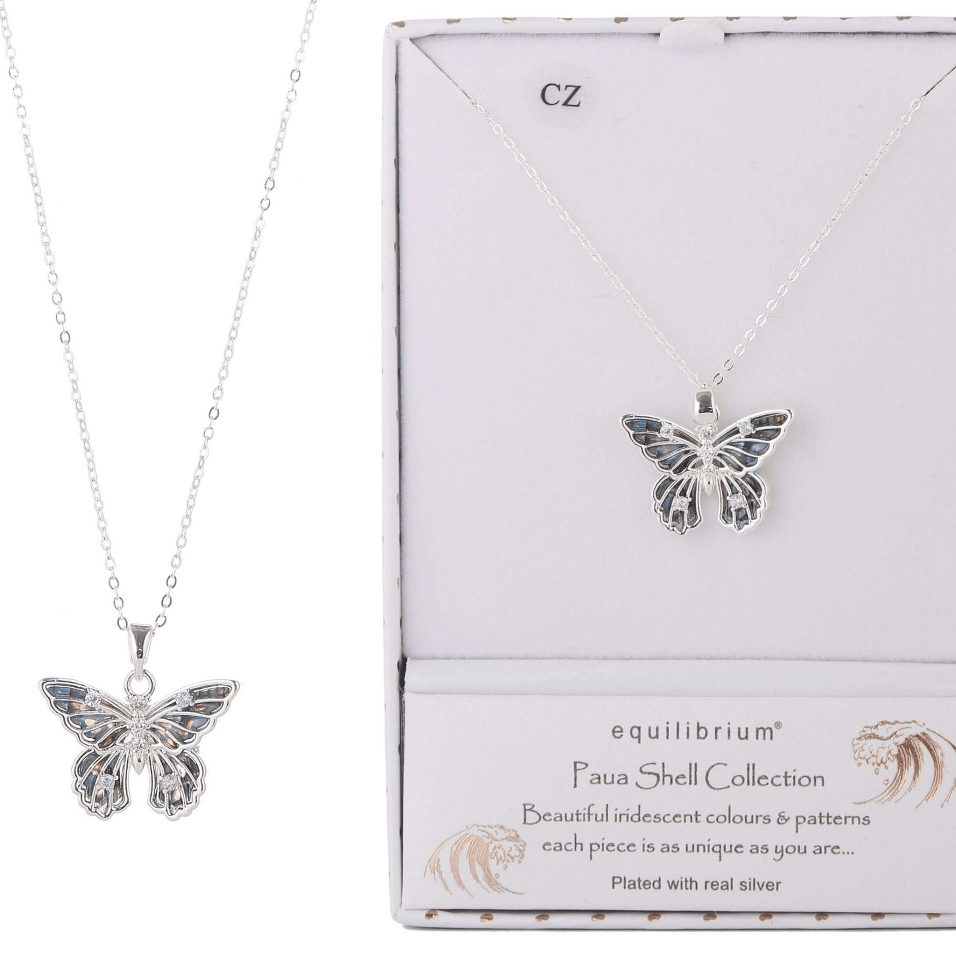 Equilibrium Paua Shell Butterfly Necklace - MarshallsHealthShop