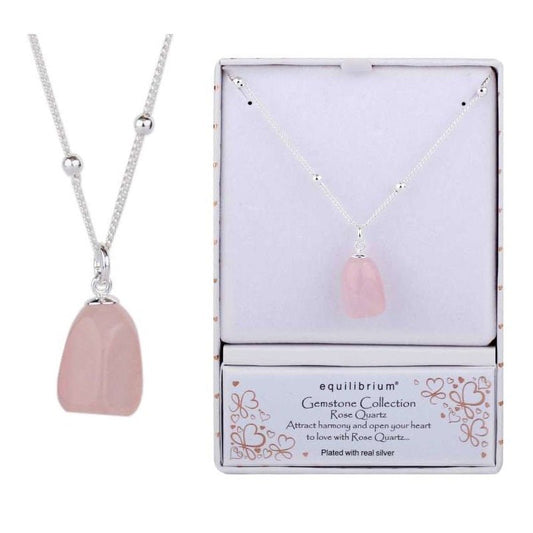 Equilibrium Rose Quartz Gemstone Necklace - MarshallsHealthShop