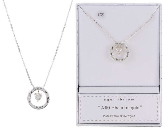 Equilibrium Silver Plated Sentiments Necklace Heart Gold - MarshallsHealthShop