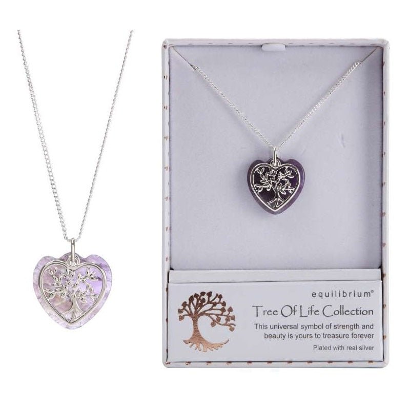 Equilibrium Tree of Life Amethyst 2PC Gemstone Necklace - MarshallsHealthShop