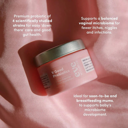 Gut health made sexy.  V Good Probiotics (previously named Queen V) is a premium probiotic with scientifically studied strains such as L.Rhamnosus HN001™ and L.Acidophilus La-14® for easy ‘down there’ care and gut health.  If the itches and niggles of thrush or BV nag at you more than you’d like, or if your gut health is something to be less than desired, the carefully chosen strains in V Good Probiotics will be your new BFFs to keep things calm, clear and carefree down there.