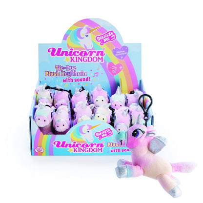 Unicorn Tie Dye Plush Keychain with Sound