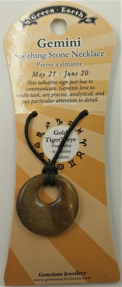 Zodiac Donut Pendant Gemini Tigers Eye