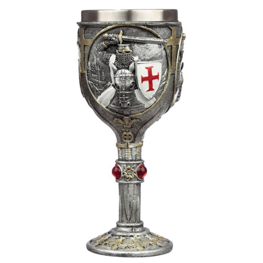 Decorative Crusader Knight on Horse Back Goblet