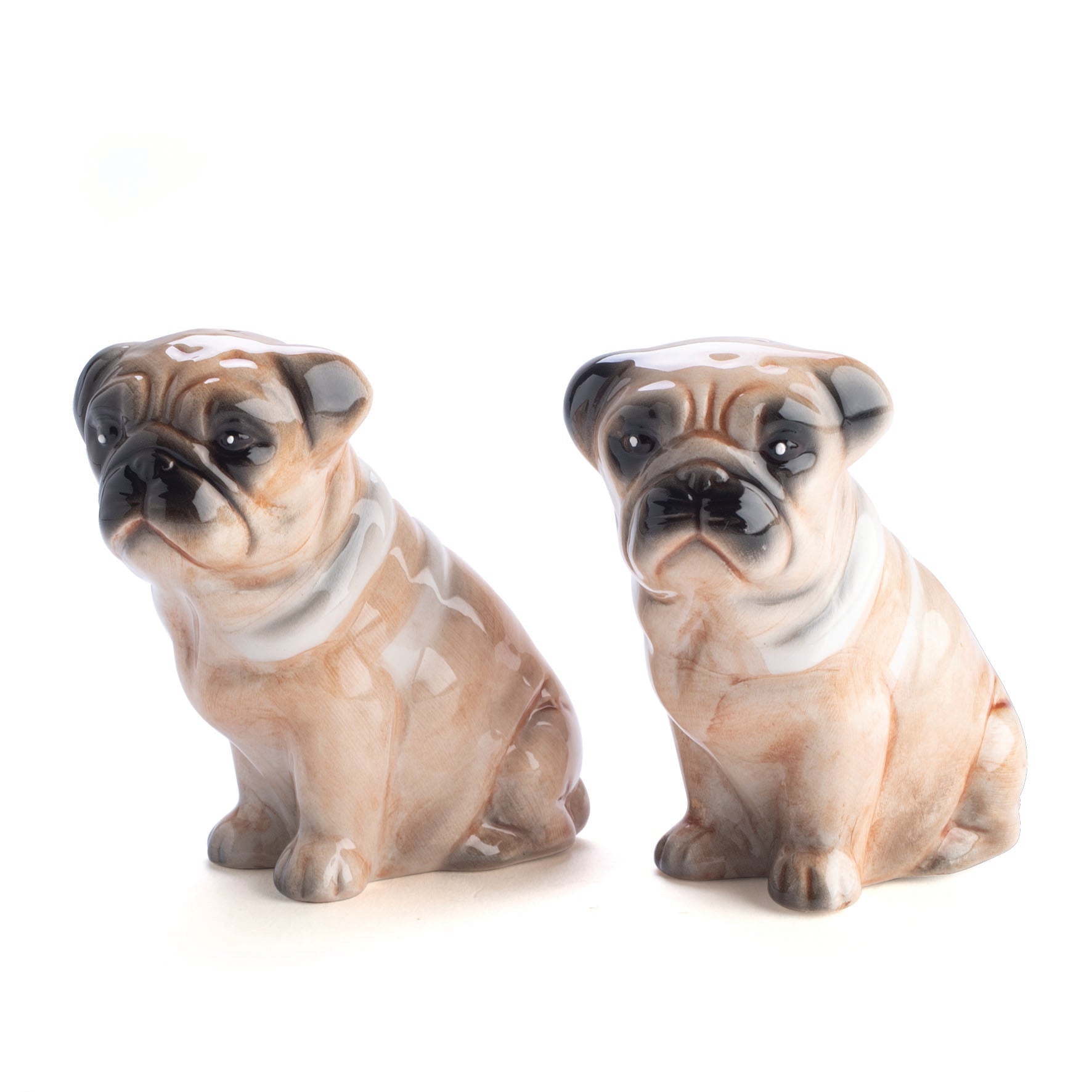 Flavour Mates Pug Salt &amp; Pepper Set
Pair of cute pug salt and pepper shakers
Holes at top make it easy to tell salt and pepper apart
4(L) x 8(W) x 8(H) cm
Colour box
1st Stop, Marshall's Health Shop, Gift Shop!

SKU: PP-SP/PUG
