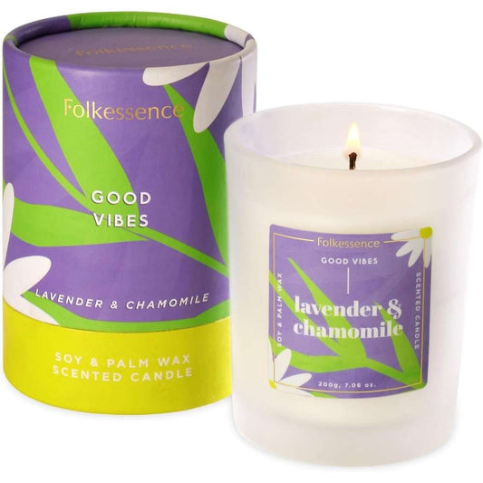 Folkessence Candle - Good Vibes - Lavender & Chamomile - MarshallsHealthShop