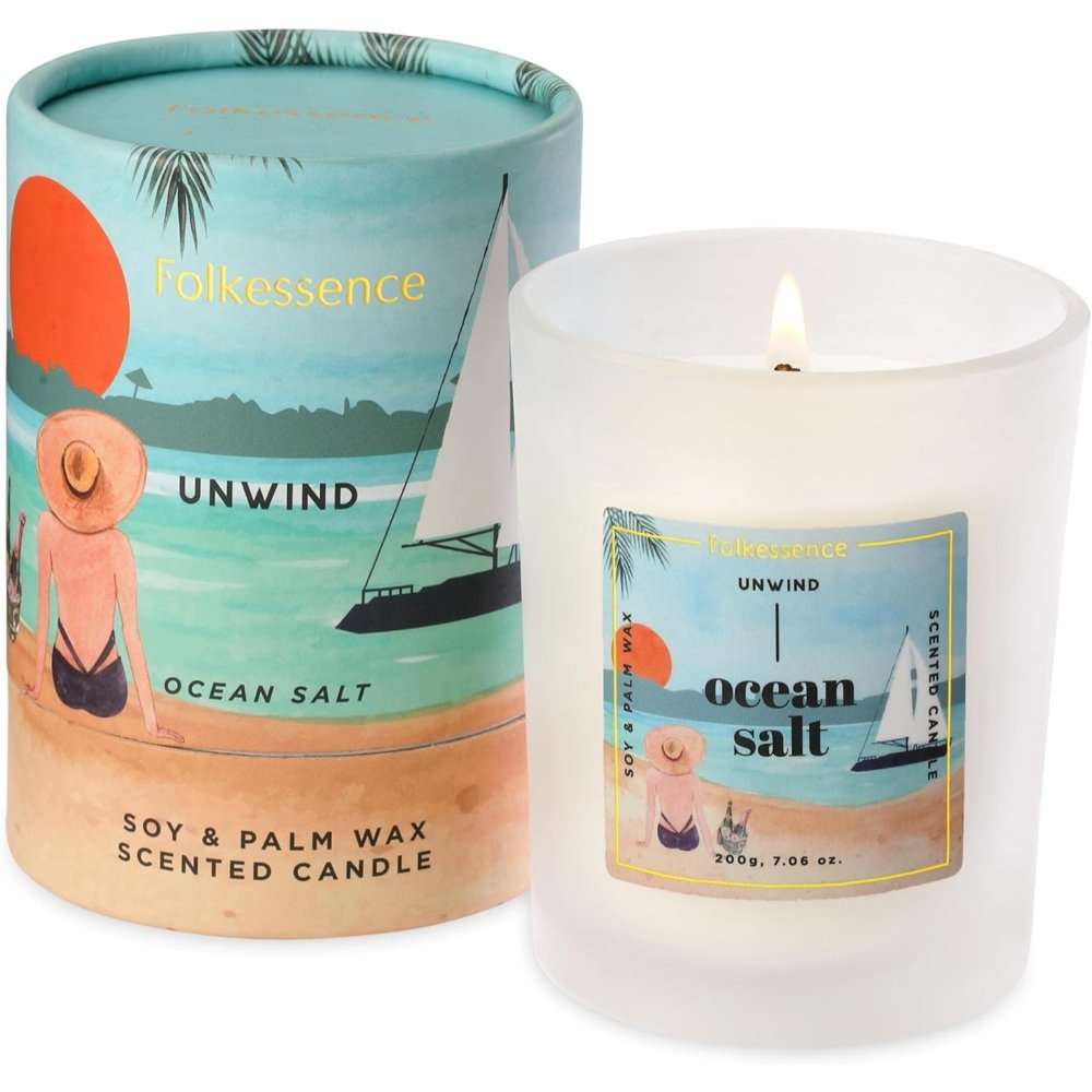 Folkessence Candle - Unwind - Ocean Salt - MarshallsHealthShop