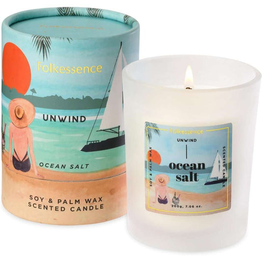 Folkessence Candle - Unwind - Ocean Salt - MarshallsHealthShop
