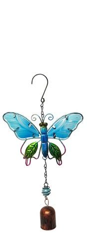 Garden Glass Butterfly Bell (Blue)# - 1st Stop Marshall's Health Shop, Gift Shop! - Heath and Natural Therapy New Brighton Christchurch - Naturopath#