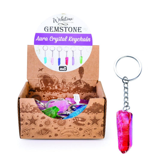 Gemstone Aura Quartz Point Keychain - MarshallsHealthShop