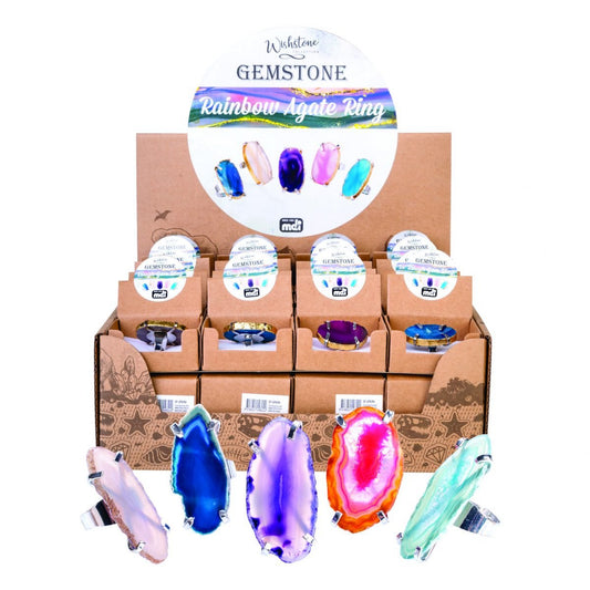 Gemstone Rainbow Agate Filigree Ring - MarshallsHealthShop