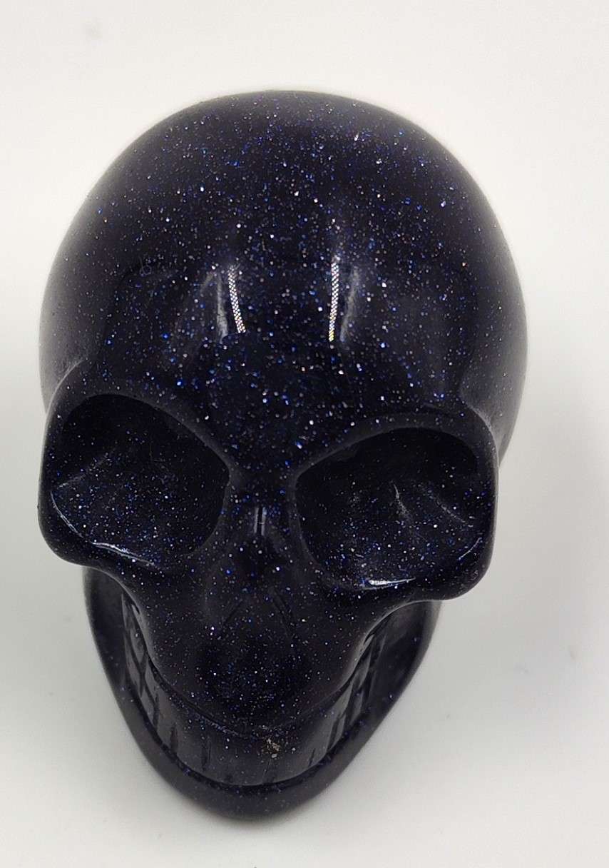 Gemstone Skull Blue Goldstone Large - MarshallsHealthShop