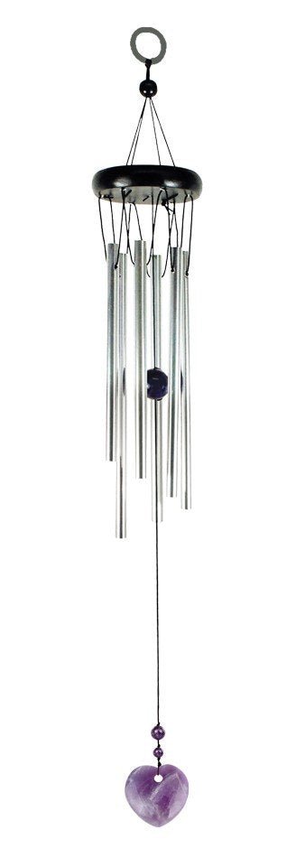 Gemstone Windchimes - Amethyst Heart - MarshallsHealthShop