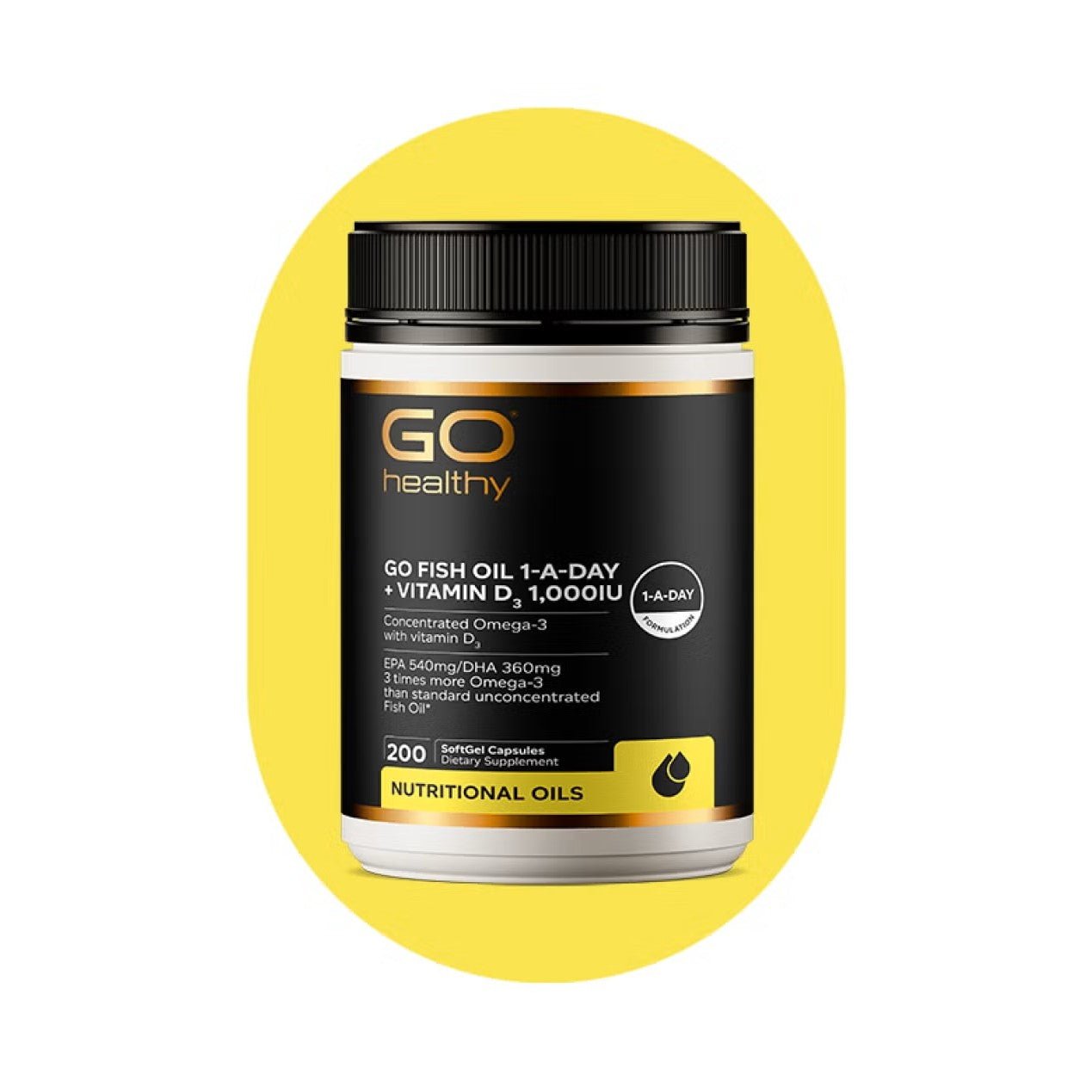 GO Fish Oil 1-A-Day + Vitamin D3 1000IU 90 SoftGels - 1st Stop Marshall's Health Shop, Gift Shop! - Heath and Natural Therapy New Brighton Christchurch - Naturopath