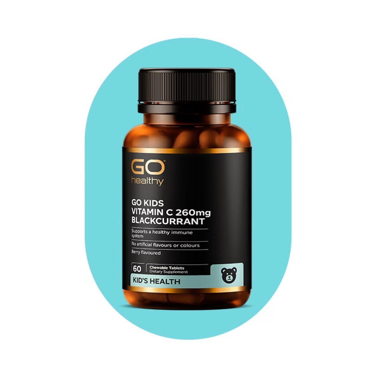 GO Kids Vitamin C 260mg Blackcurrant 60 Chewable Tablets - 1st Stop Marshall's Health Shop, Gift Shop! - Heath and Natural Therapy New Brighton Christchurch - Naturopath