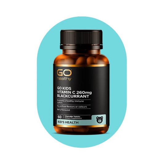 GO Kids Vitamin C 260mg Blackcurrant 60 Chewable Tablets - 1st Stop Marshall's Health Shop, Gift Shop! - Heath and Natural Therapy New Brighton Christchurch - Naturopath