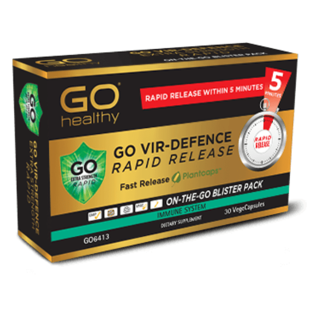 GO VIR-DEFENCE RAPID RELEASE is designed to deliver rapid immune defence support when you need it. Each fast release Plantcaps™ capsule contains high strength Olive leaf, providing 120mg of active oleuropein per capsule, along with other essential immune supporting ingredients including Echinacea, Zinc and Vitamin C. This year round immune formula supports healthy immune system function and the body’s natural immune defences for sinuses, throat and airways. 