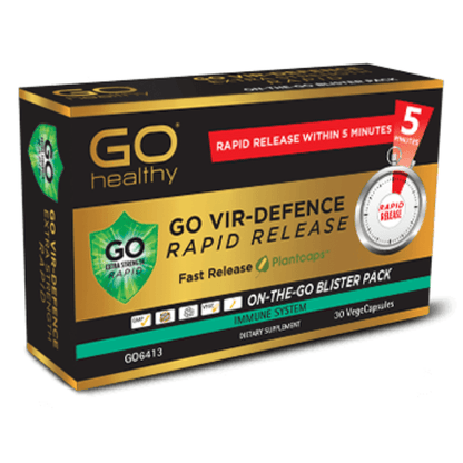 GO VIR-DEFENCE RAPID RELEASE is designed to deliver rapid immune defence support when you need it. Each fast release Plantcaps™ capsule contains high strength Olive leaf, providing 120mg of active oleuropein per capsule, along with other essential immune supporting ingredients including Echinacea, Zinc and Vitamin C. This year round immune formula supports healthy immune system function and the body’s natural immune defences for sinuses, throat and airways. 