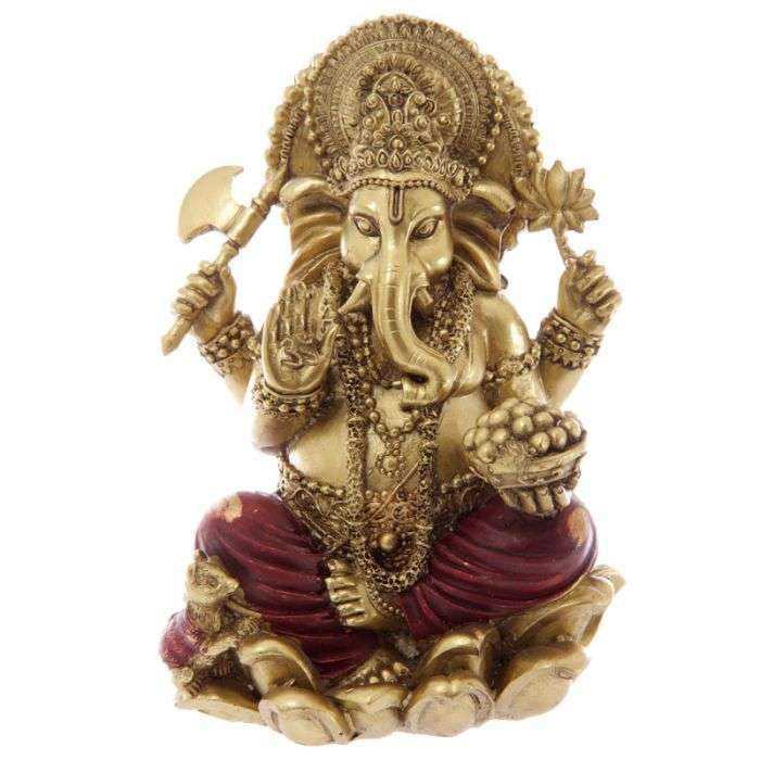 Gold and Red Ganesh Statue - 1st Stop Marshall's Health Shop, Gift Shop! - Heath and Natural Therapy New Brighton Christchurch - Naturopath