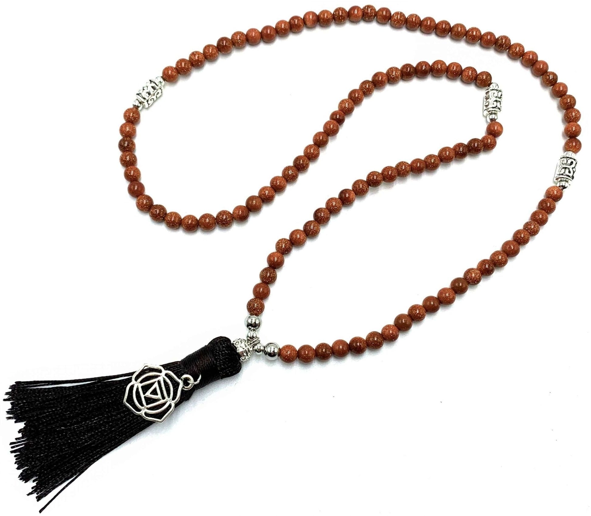 Goldstone Mala Beads With Root Chakra Beads - MarshallsHealthShop