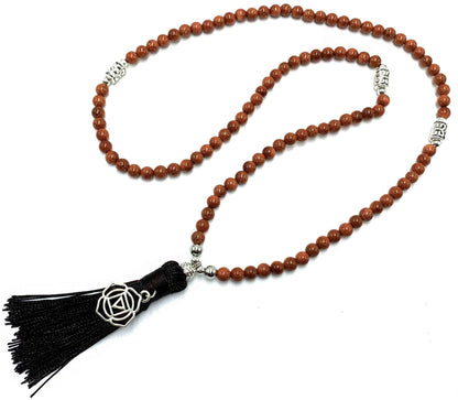Goldstone Mala Beads With Root Chakra Beads - MarshallsHealthShop