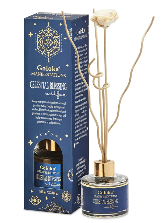 Goloka Celestial Blessing Jasmine Lapis Lazuli Reed Diffuser - 1st Stop Marshall's Health Shop, Gift Shop! - Heath and Natural Therapy New Brighton Christchurch - Naturopath