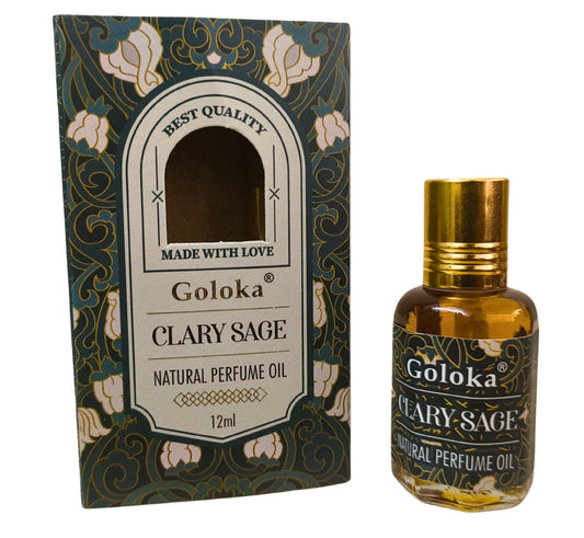 Goloka Clary Sage Natural Perfume Oil 12ml - 1st Stop Marshall's Health Shop, Gift Shop! - Heath and Natural Therapy New Brighton Christchurch - Naturopath