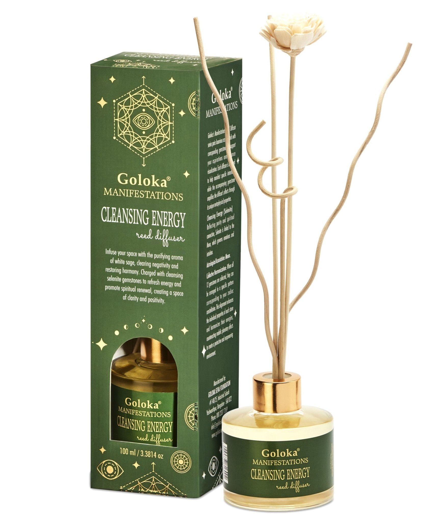 Goloka Cleansing Energy White Sage Selenite Reed Diffuser - 1st Stop Marshall's Health Shop, Gift Shop! - Heath and Natural Therapy New Brighton Christchurch - Naturopath