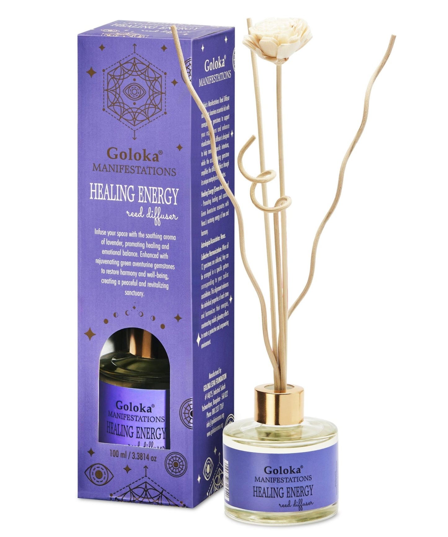 Goloka Healing Energy Lavender Green Aventurine Reed Diffuser - 1st Stop Marshall's Health Shop, Gift Shop! - Heath and Natural Therapy New Brighton Christchurch - Naturopath