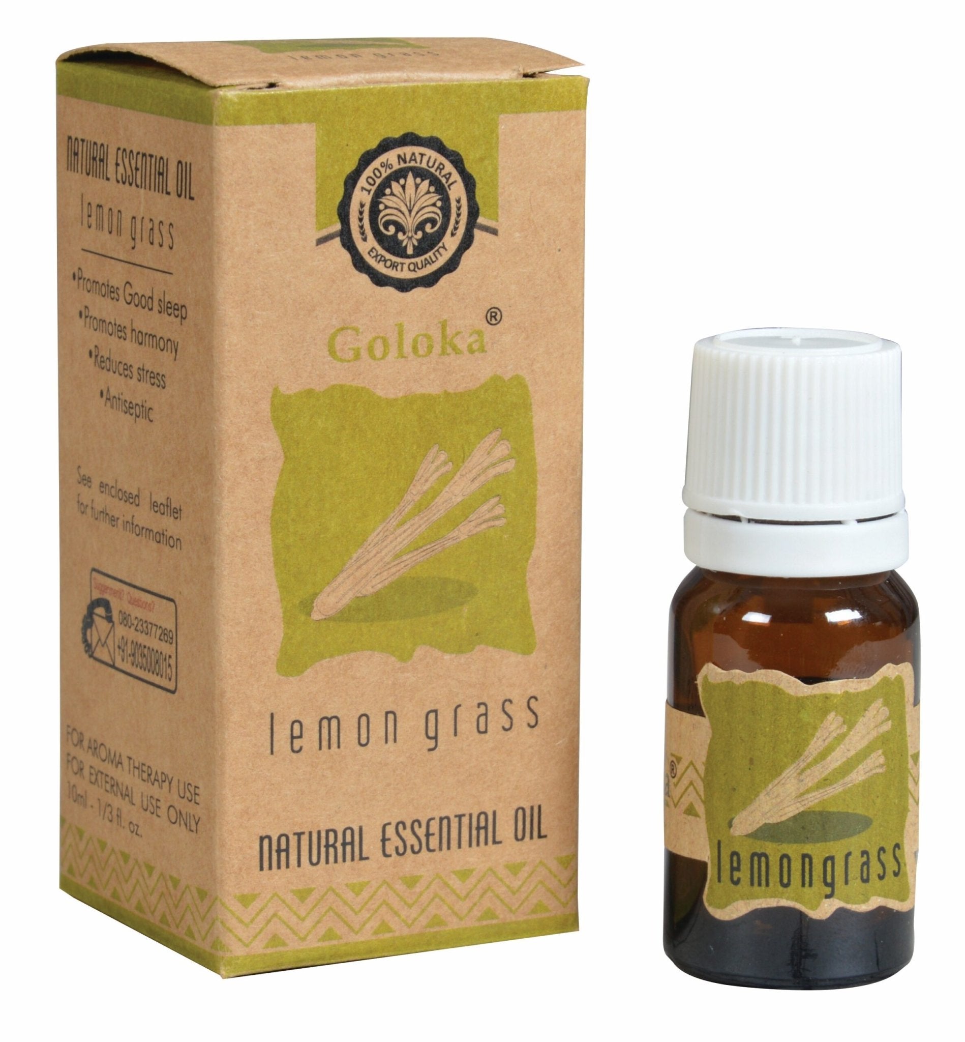 Goloka Lemon Grass Essential Oil 10ml - 1st Stop Marshall's Health Shop, Gift Shop! - Heath and Natural Therapy New Brighton Christchurch - Naturopath