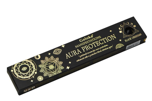 Goloka Manifestations Aura Protection- Patchouli with Black Obsidian 15 grams Gemstone Incense - 1st Stop Marshall's Health Shop, Gift Shop! - Heath and Natural Therapy New Brighton Christchurch - Naturopath