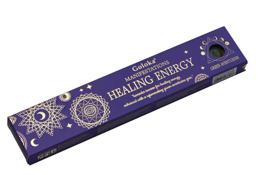 Goloka Manifestations Healing Energy- Lavender with Green Aventurine 15 grams Gemstone Incense - 1st Stop Marshall's Health Shop, Gift Shop! - Heath and Natural Therapy New Brighton Christchurch - Naturopath